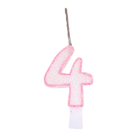 Vela De Aniversário Festcolor Glitter Rosa Número 4 Pequena