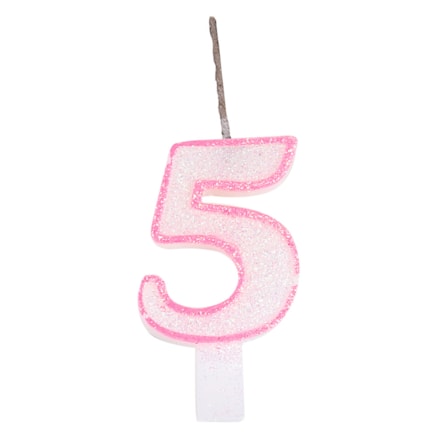 Vela De Aniversário Festcolor Glitter Rosa Número 5 Pequena