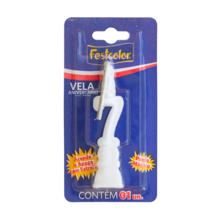 Vela De Aniversário Festcolor Tradicional Branca Número 7