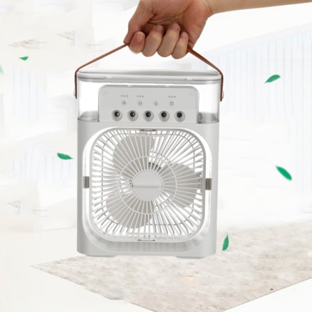 Ventilador com Pulverizador Umidificador e Aromatizador Mini Condicionador