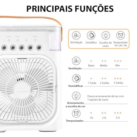 Ventilador com Pulverizador Umidificador e Aromatizador Mini Condicionador