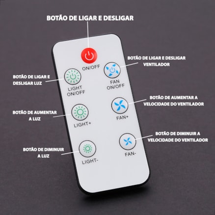 Ventilador De Teto 30w Com Luz Integrada E27 Com Controle Remoto  Luminária