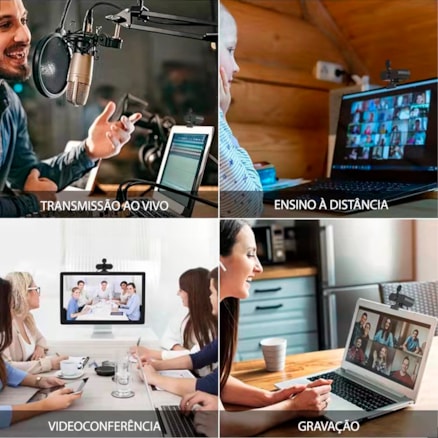 Webcam Full HD 1080p Câmera Usb 2.0 Alta Resolução Vídeo Aula Stream Lives