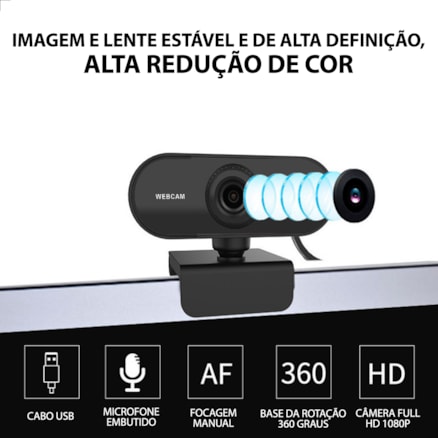 Webcam Full HD 1080p Câmera Usb 2.0 Alta Resolução Vídeo Aula Stream Lives